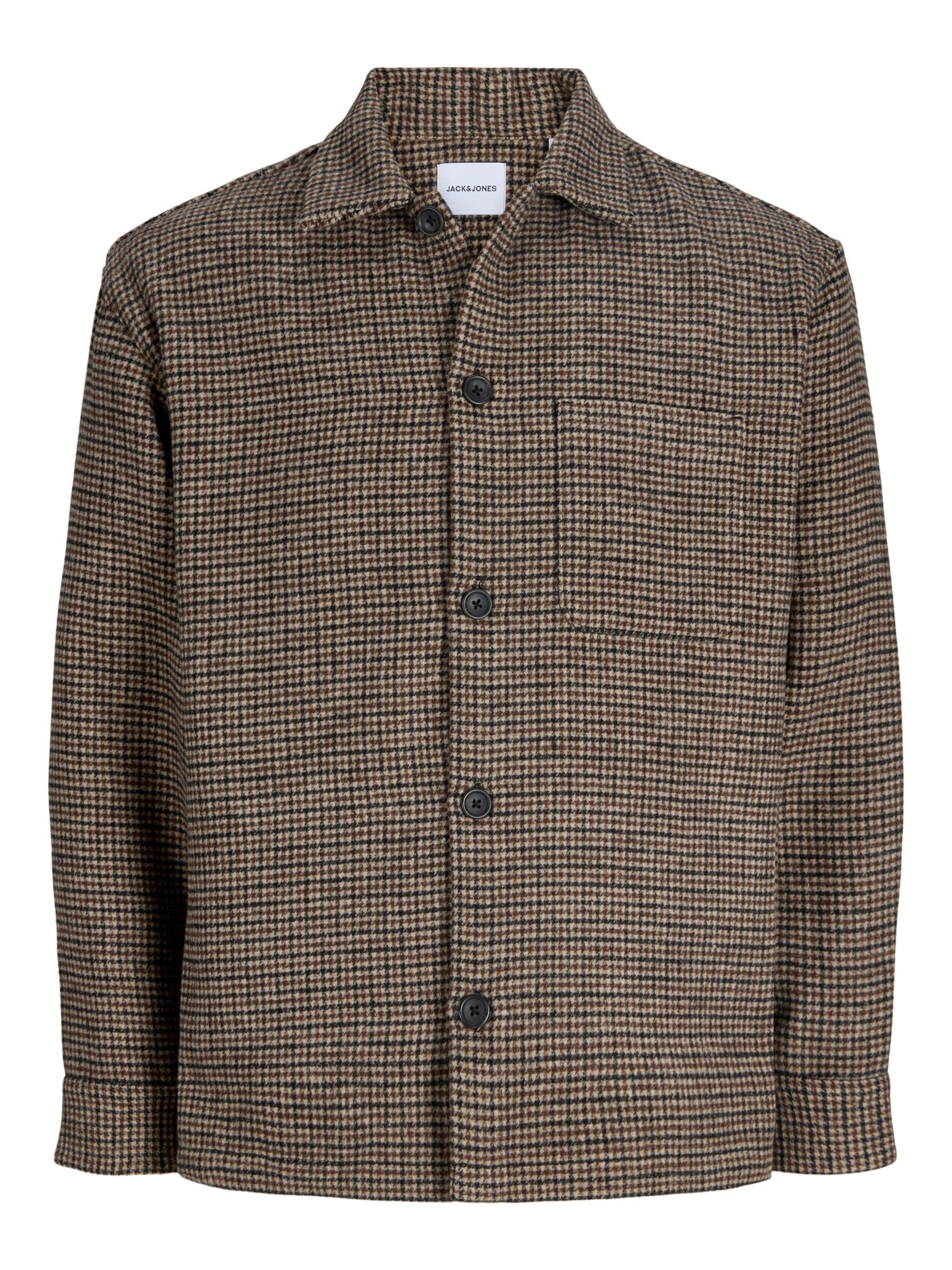 JACK & JONES Skjorte i L i beige / brun / sort, Produktvisning