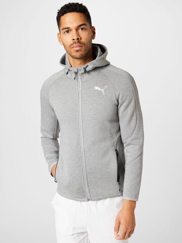 PUMA Athletic Zip-Up Hoodie in Grey: front