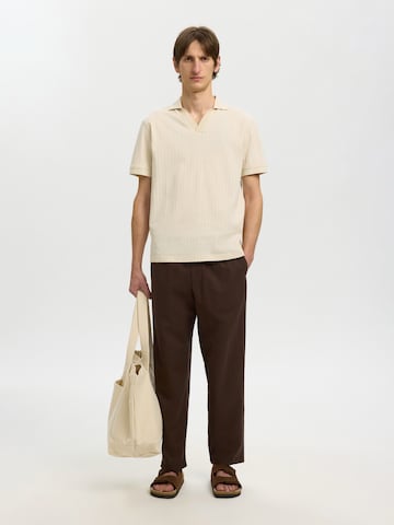 Tricou 'SLHMILAN' de la SELECTED pe bej