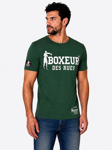 Boxeur des Rues Klederdracht shirt 'Herren T-Shirt Slim Fit Boxeur des Rues, Dunkelgrün, Weißes Logo, Premium-Baumwolle' in Groen