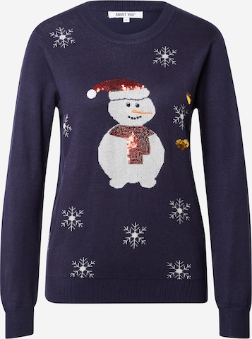 ABOUT YOU Pullover 'Christmas' i blå: forside