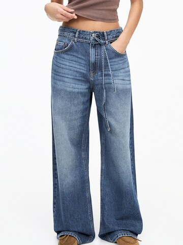 Pull&Bear Wide Leg Jeans in Blau: Vorderseite