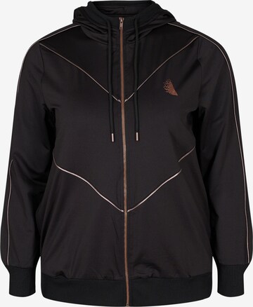 Active by Zizzi Zip-Up Hoodie 'ALELA' in Black: front