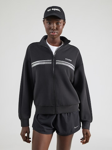 GUESS - Sudadera con cremallera deportiva 'BERTHE' en negro: frente