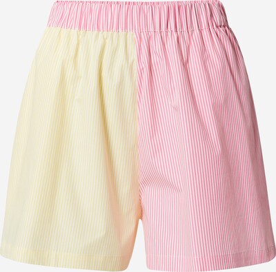 Gina Tricot Pantalon 'Ana' en jaune clair / rose clair / blanc, Vue avec produit