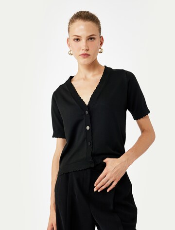 Koton Knit Cardigan in Black: front