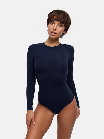 cfab - Body moldeador 'Clean Longsleeve Crewneck Sculpting Bodysuit with String' en azul
