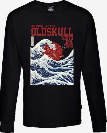 Oldskull Langarmshirt 'Asian Big W' in Schwarz: Vorderseite