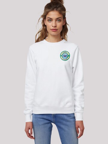 F4NT4STIC Sweatshirt 'Sesamstraße Cookie Monster Sticker' in Weiß: Vorderseite
