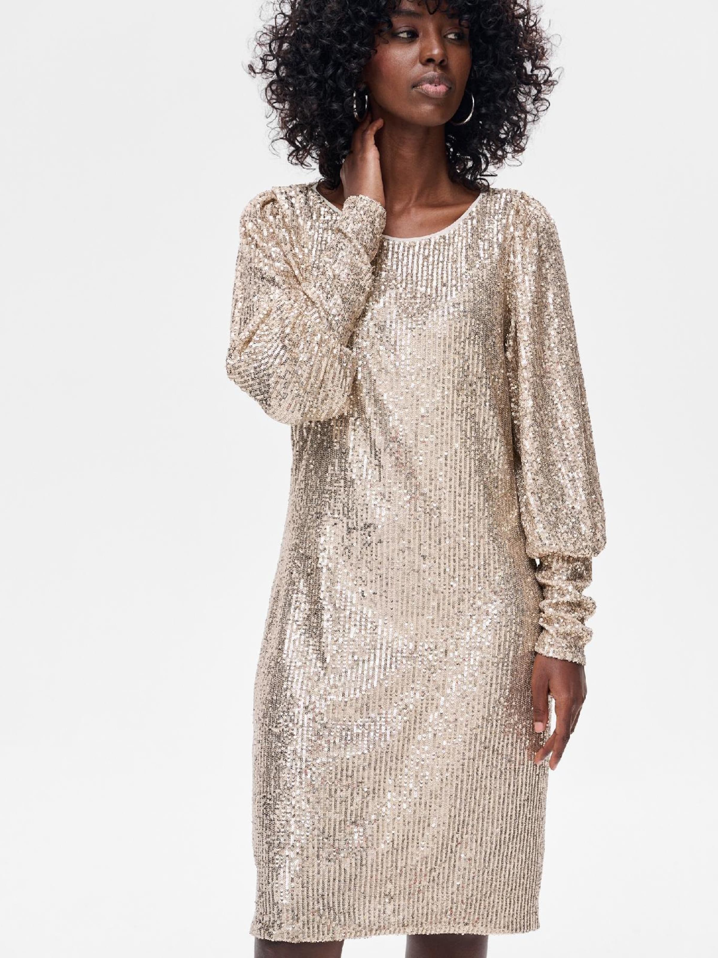 Blue Shadow Dress in Gold: front