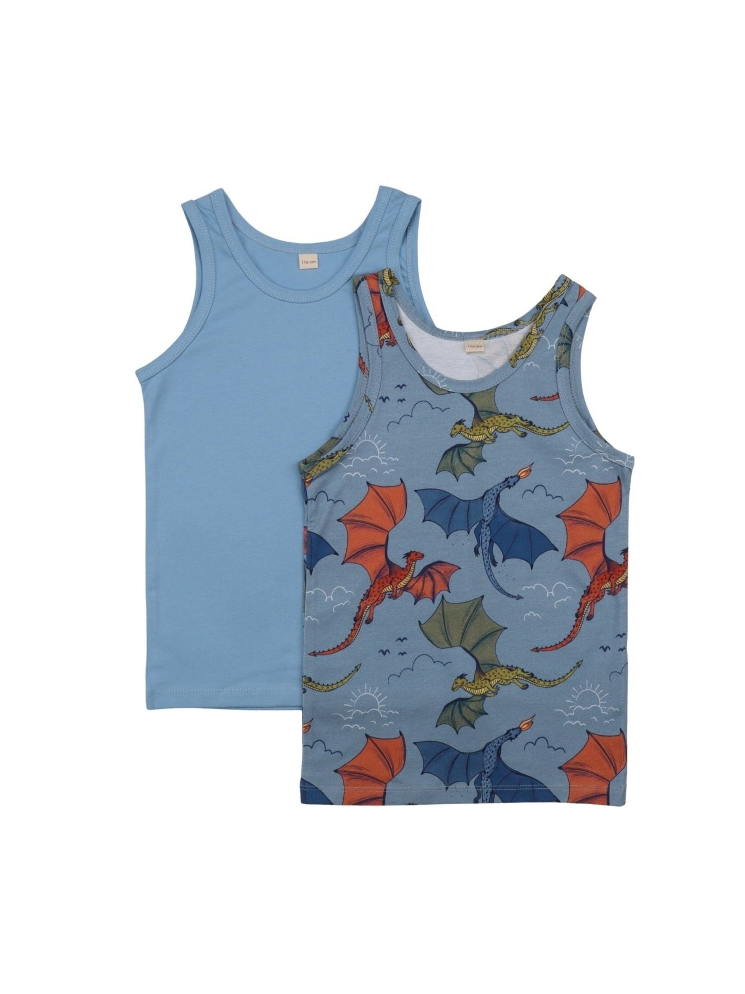 Walkiddy Undershirt 'Colorful Dragon' in Blue: front
