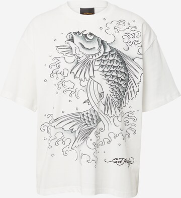 Ed Hardy T-Shirt 'Jumping Koi' in Weiß: predná strana