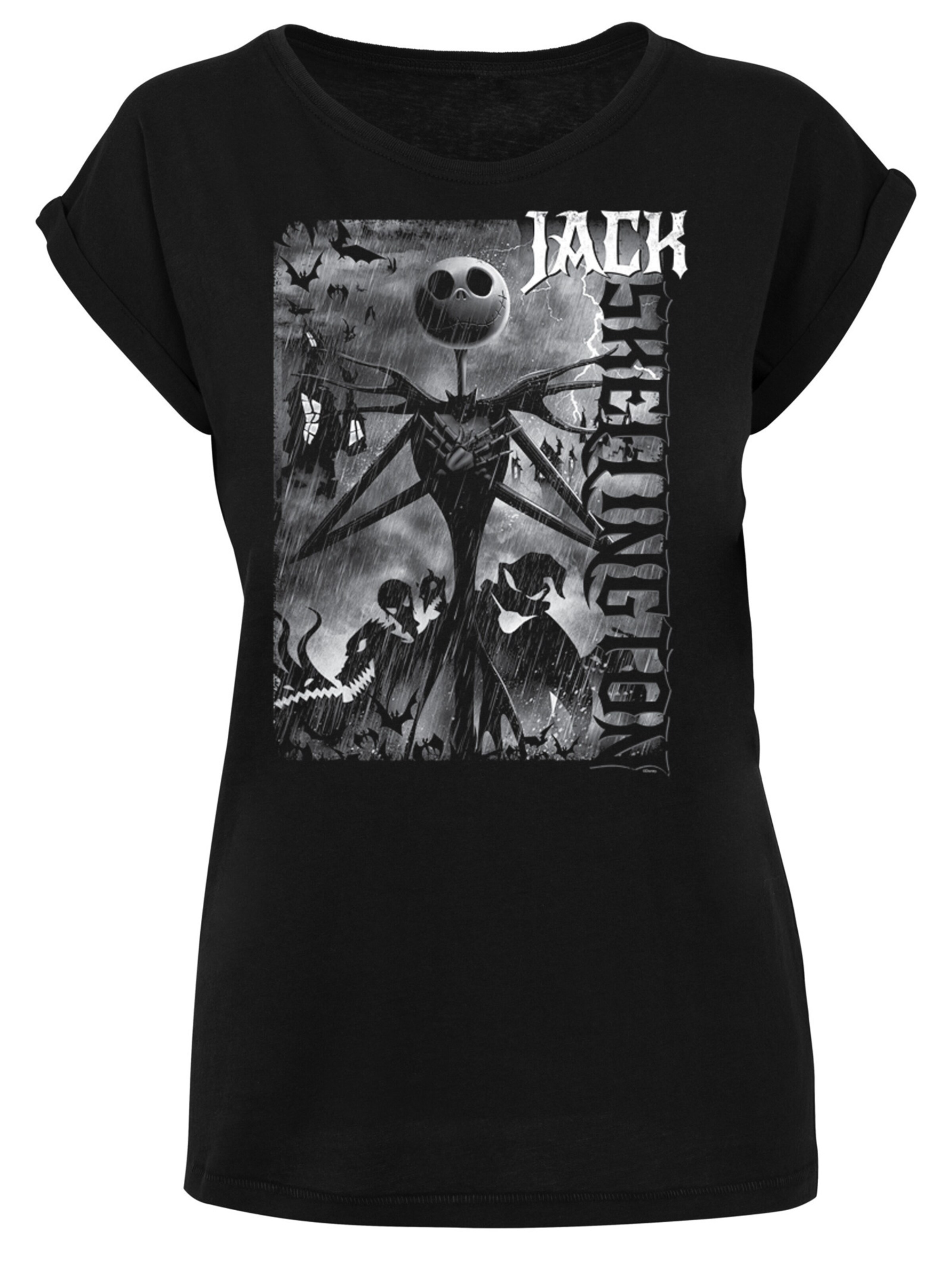 F4NT4STIC T-Shirt 'Disney Nightmare Before Christmas Skellington' in grau / schwarz / weiß, Produktansicht