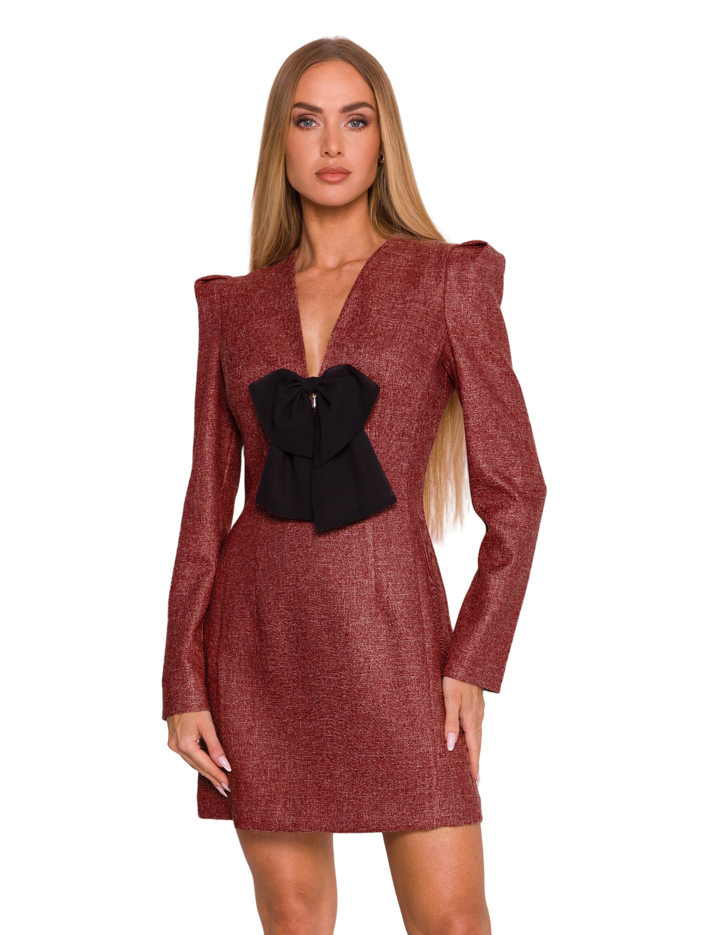 Rochie 'Sukienka tweedowa z kokardą szyfonową' de la made of emotion pe roșu