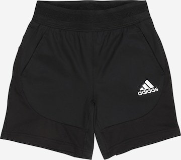 ADIDAS PERFORMANCE Slim fit Workout Pants in Black: front