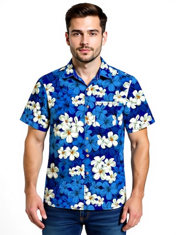 Hawaiihemdshop.de - Ajuste regular Camisa 'Hawaiihemd "Classic Blue"' en azul