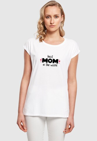 Merchcode Shirt 'Mothers Day - Best Mom In The World' in Wit: voorkant
