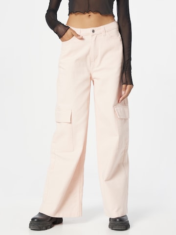 WEEKDAY Zvonové kalhoty Džíny s kapsami 'Sienna' – pink: přední strana