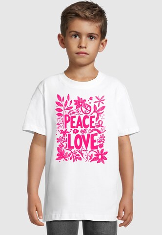 Merchcode T-Shirt 'Peace And Love' in Weiß: Vorderseite