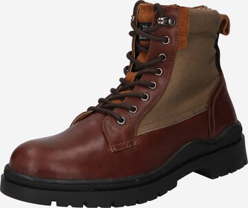 Pepe Jeans - Botas com atacadores 'BRAD' em castanho: frente