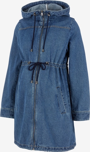 MAMALICIOUS Parka mi-saison en bleu denim, Vue avec produit