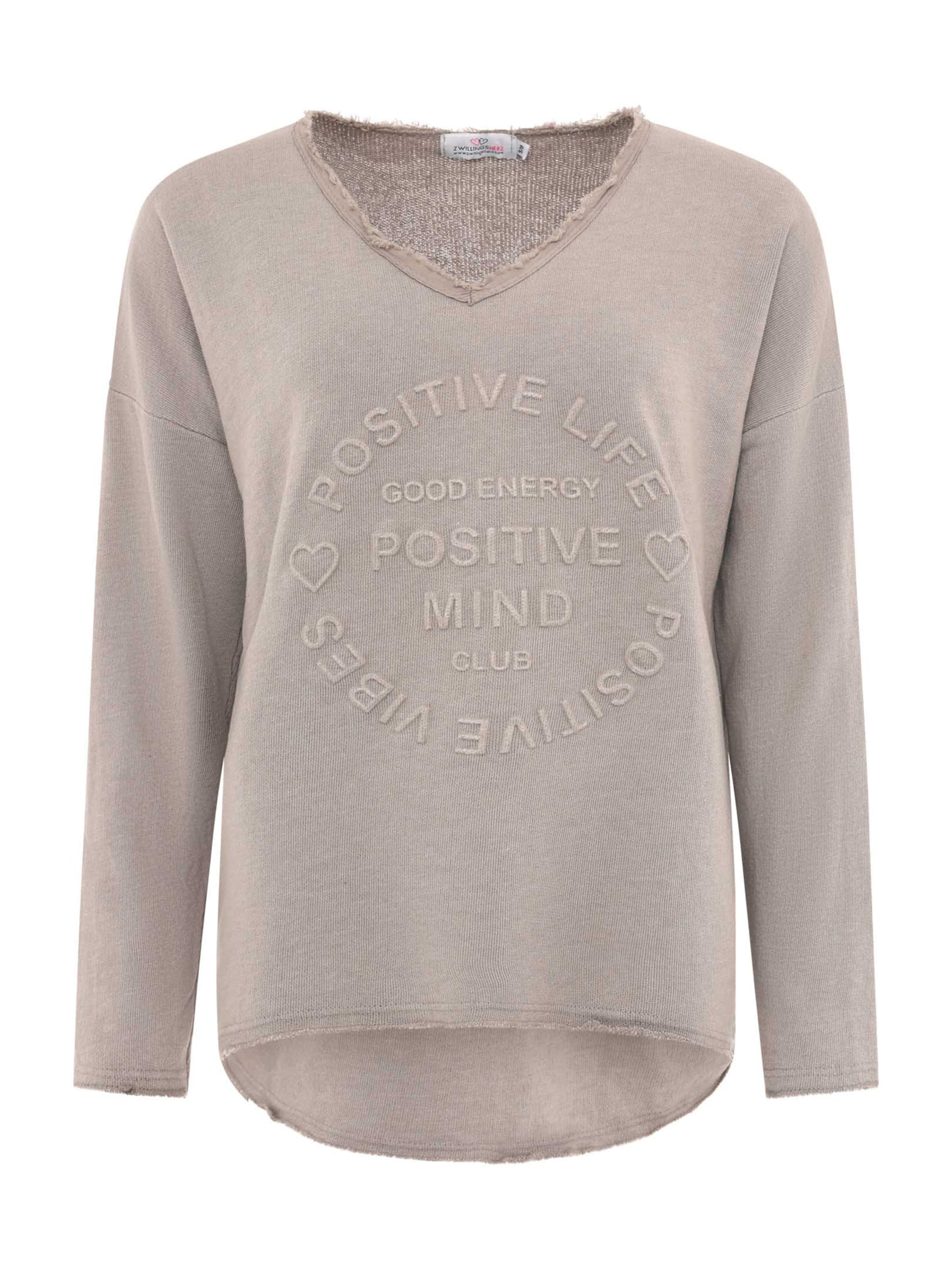 Zwillingsherz Mikina 'Positive Mind' – šedá: přední strana