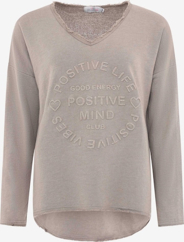 Felpa 'Positive Mind' di Zwillingsherz in grigio: frontale