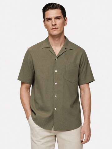 ALLTHEMEN Comfort fit Button Up Shirt 'Flut' in Green: front