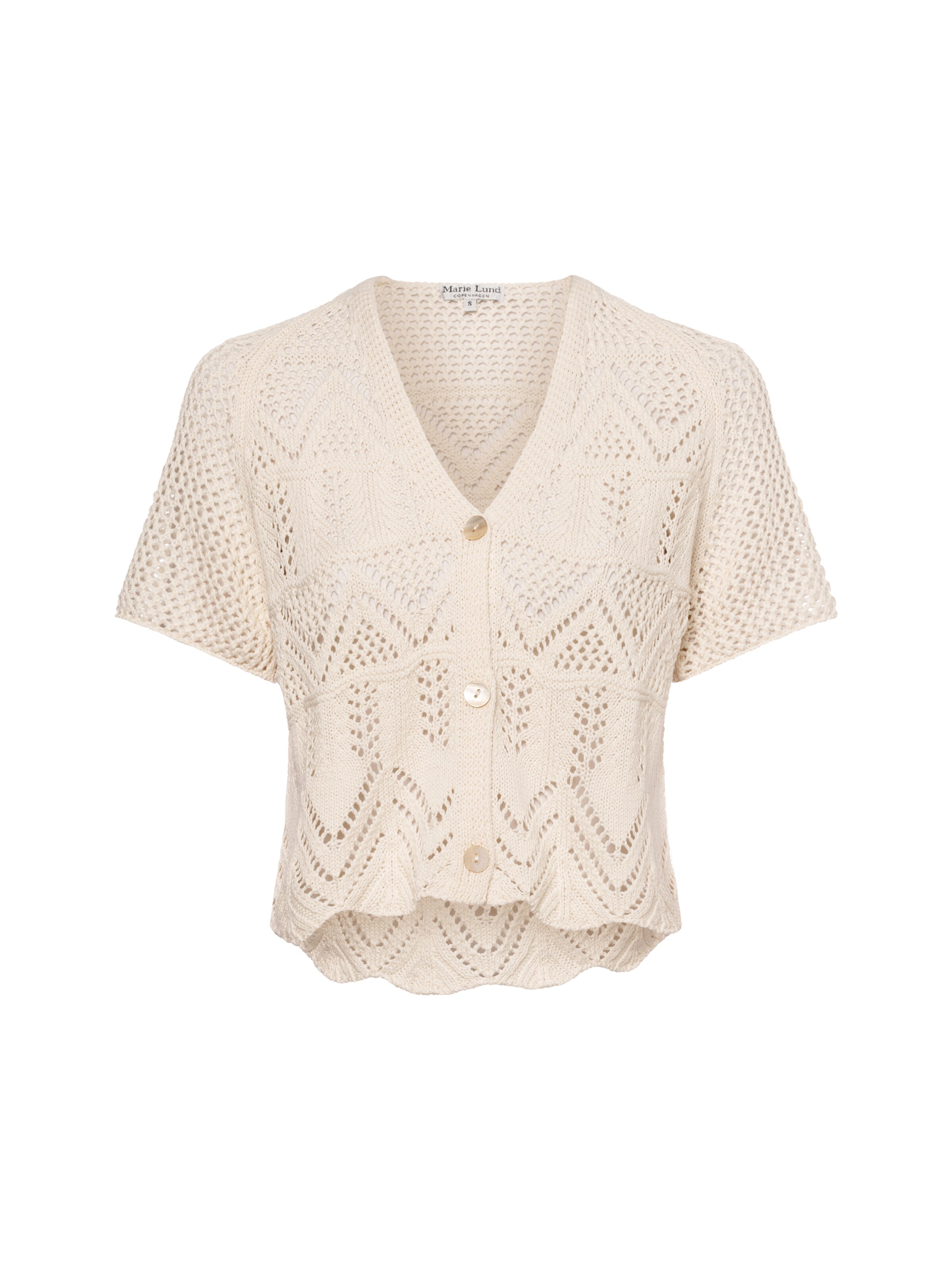 Marie Lund Gebreid vest ' ' in Wit: voorkant