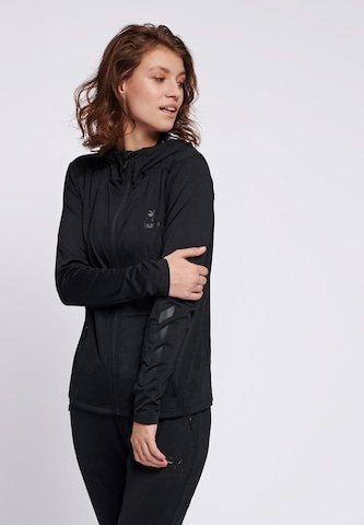 Hummel Athletic Zip-Up Hoodie in Black: front