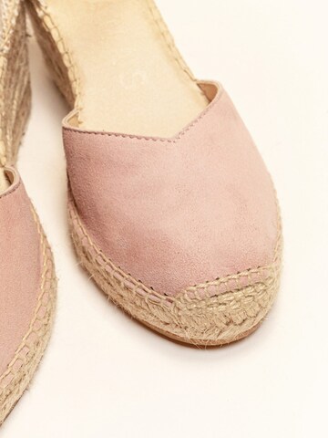 Alhamas Strap sandal 'Alpargata Cuña 7 cm' in Pink