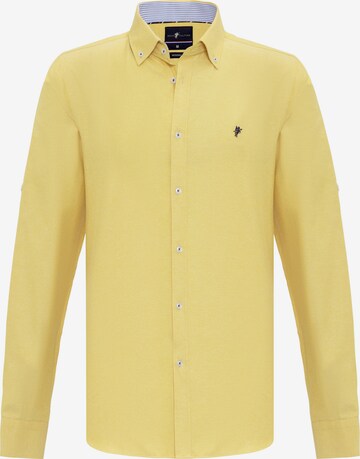 DENIM CULTURE Regular fit Button Up Shirt 'Erling' in Yellow: front