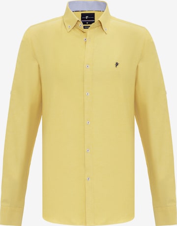 DENIM CULTURE Regular fit Button Up Shirt 'Erling' in Yellow: front