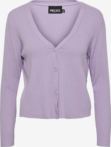 PIECES Knit Cardigan 'Crista' in Purple: front