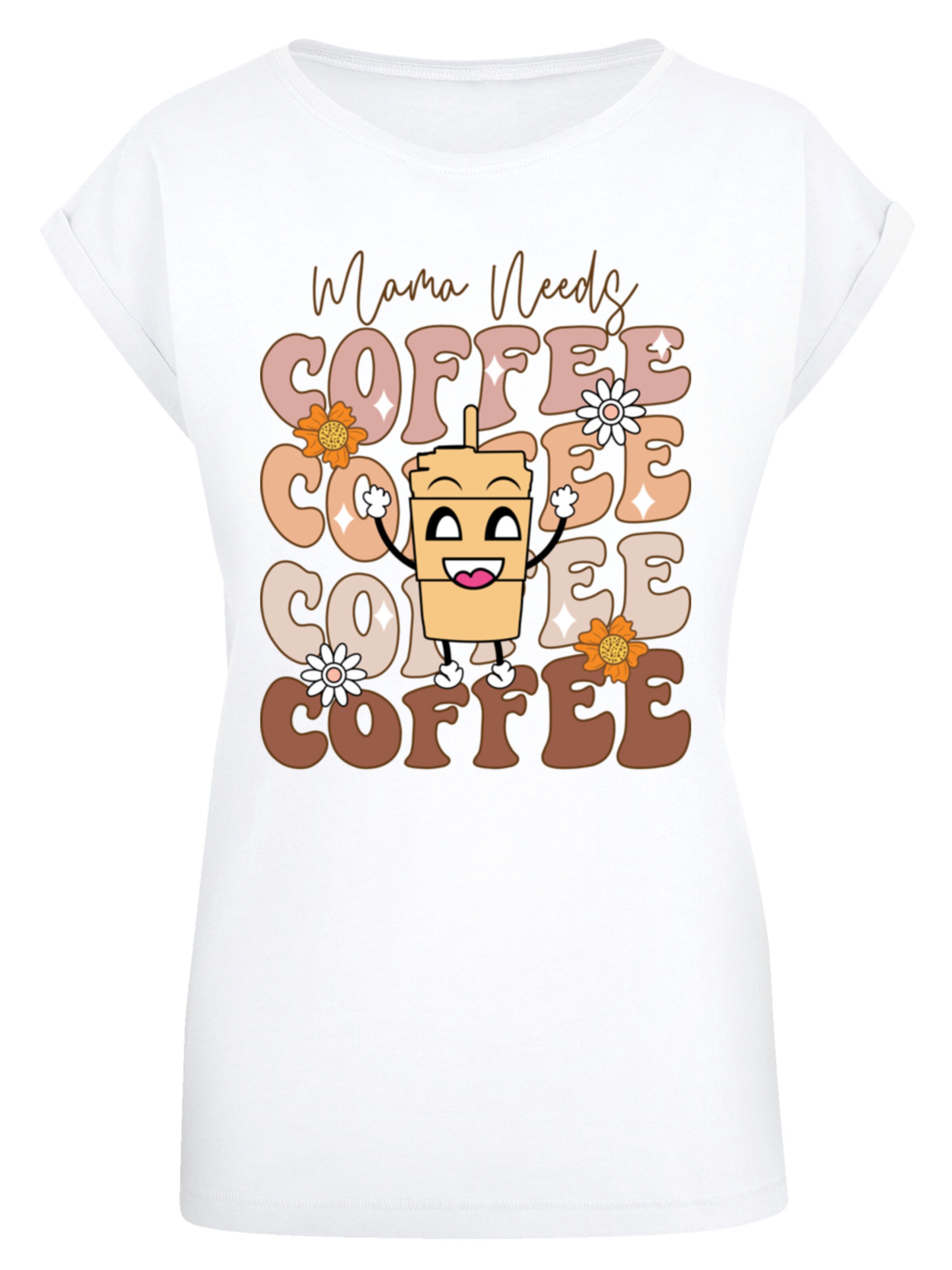 T-shirt 'Mothers Day Coffee Lover Mom Caffeine Addiction Coffee Cup' F4NT4STIC en blanc : devant