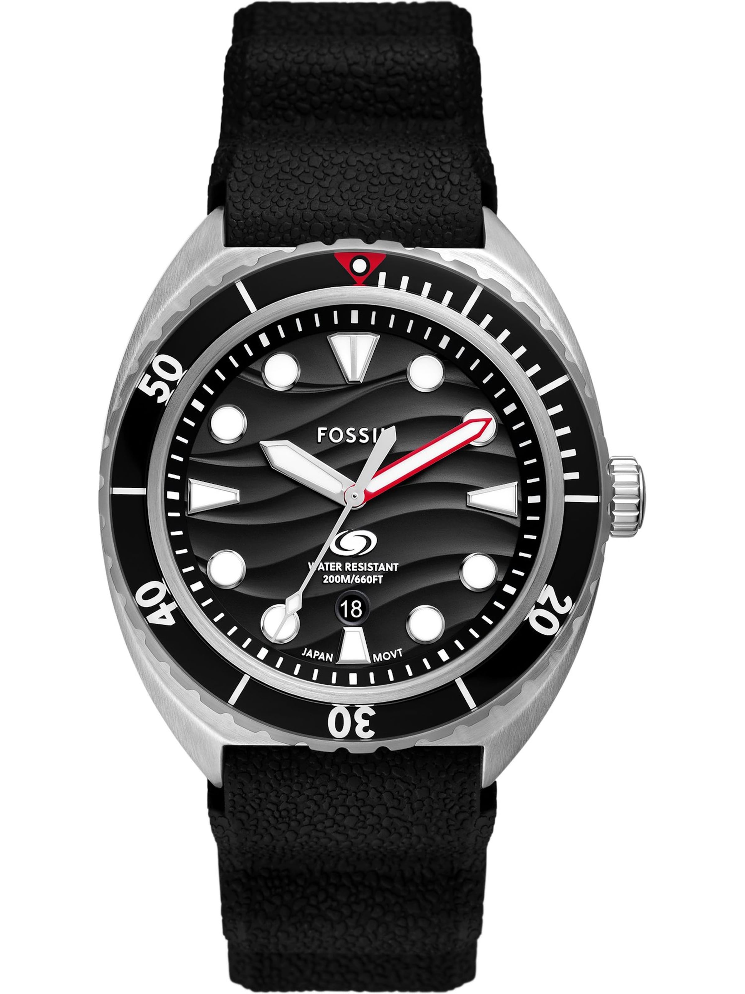 FOSSIL Analogt ur 'Breaker' i sølv: forside