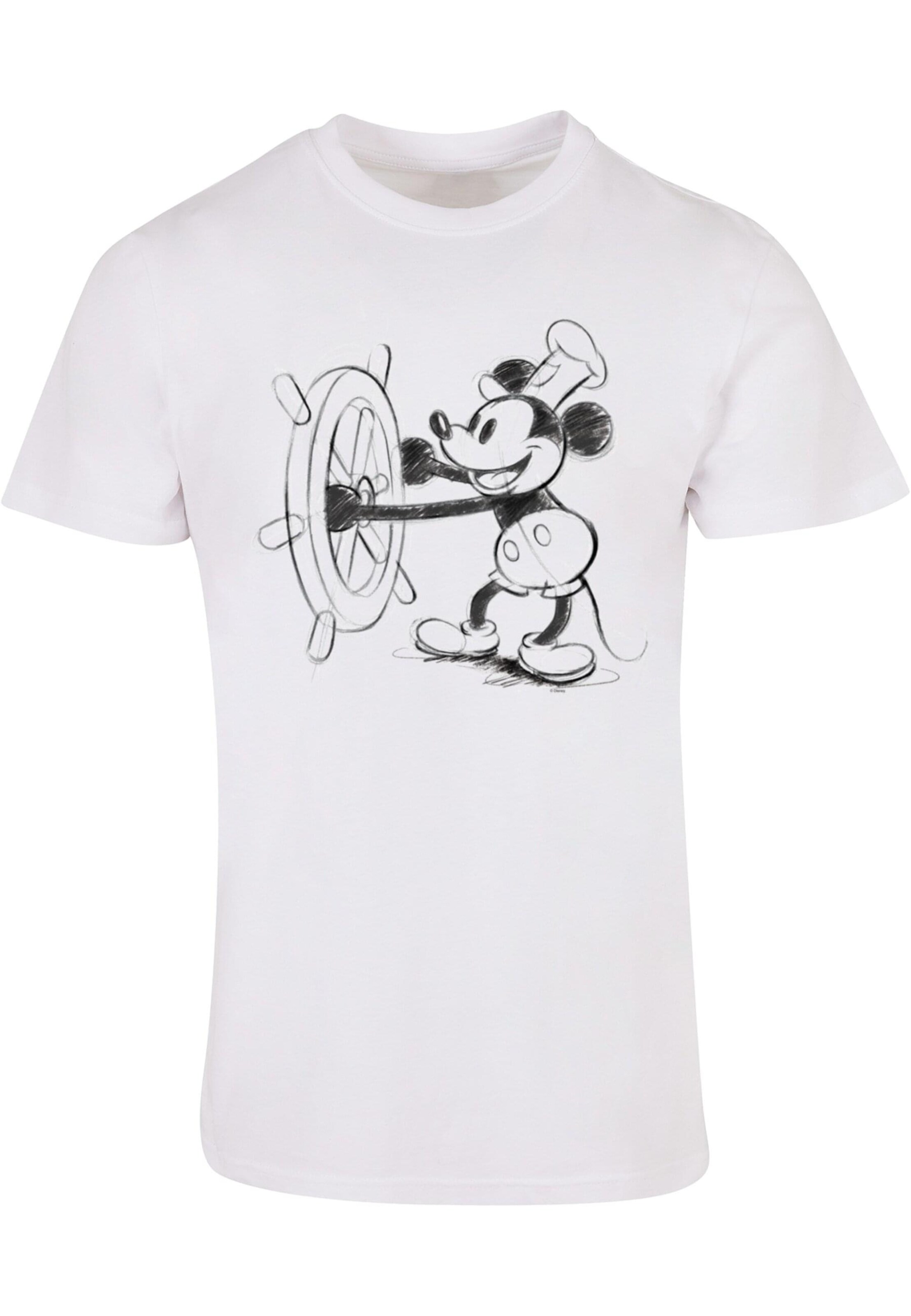 ABSOLUTE CULT Shirt 'Mickey Mouse - Steamboat' in Wit: voorkant