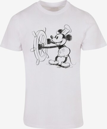 T-Shirt 'Mickey Mouse - Steamboat' ABSOLUTE CULT en blanc : devant