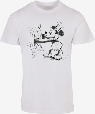 ABSOLUTE CULT Shirt 'Mickey Mouse - Steamboat' in White: front