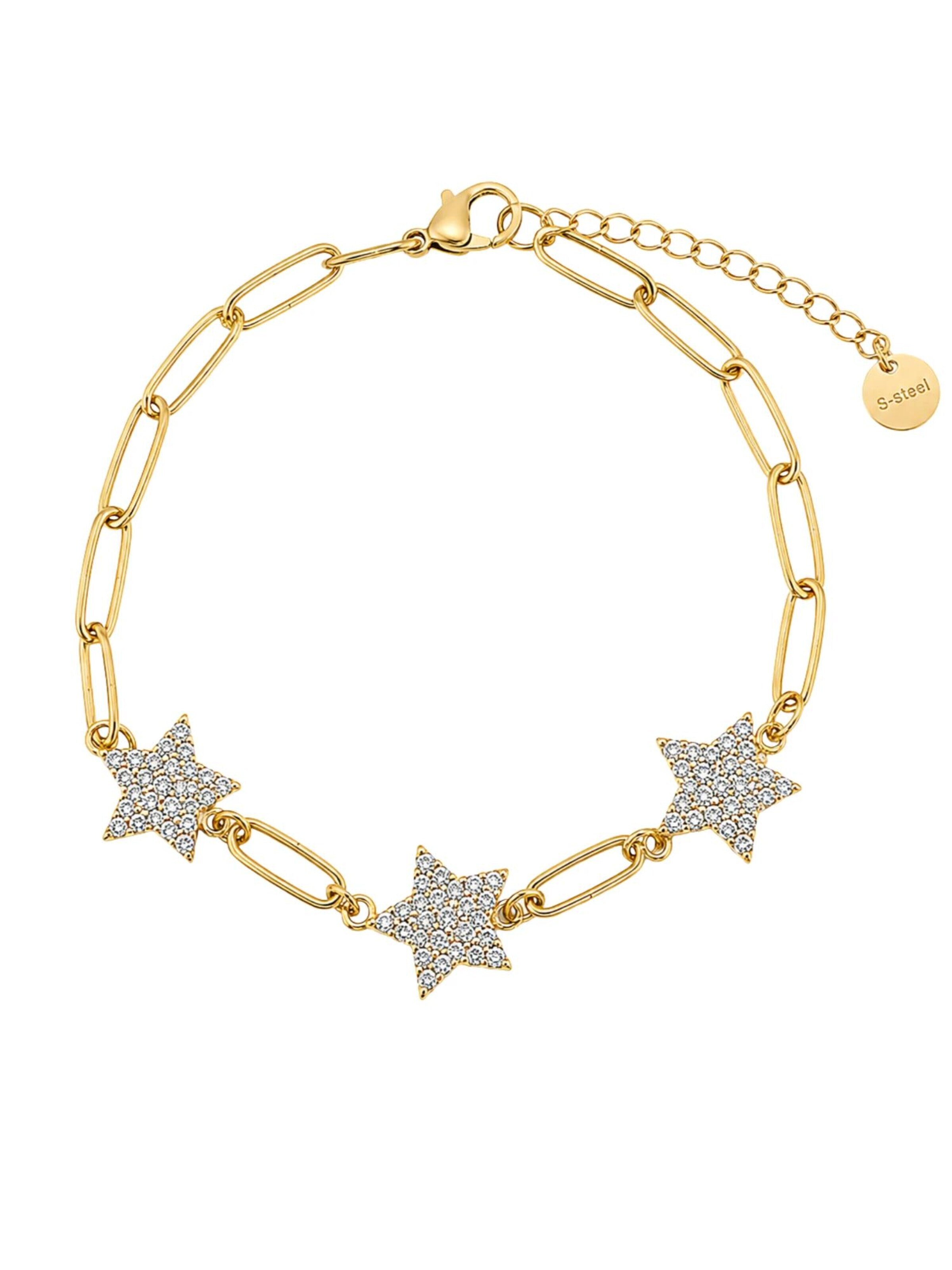 Brise Armband 'Sterne mit Strass' in Goud: voorkant
