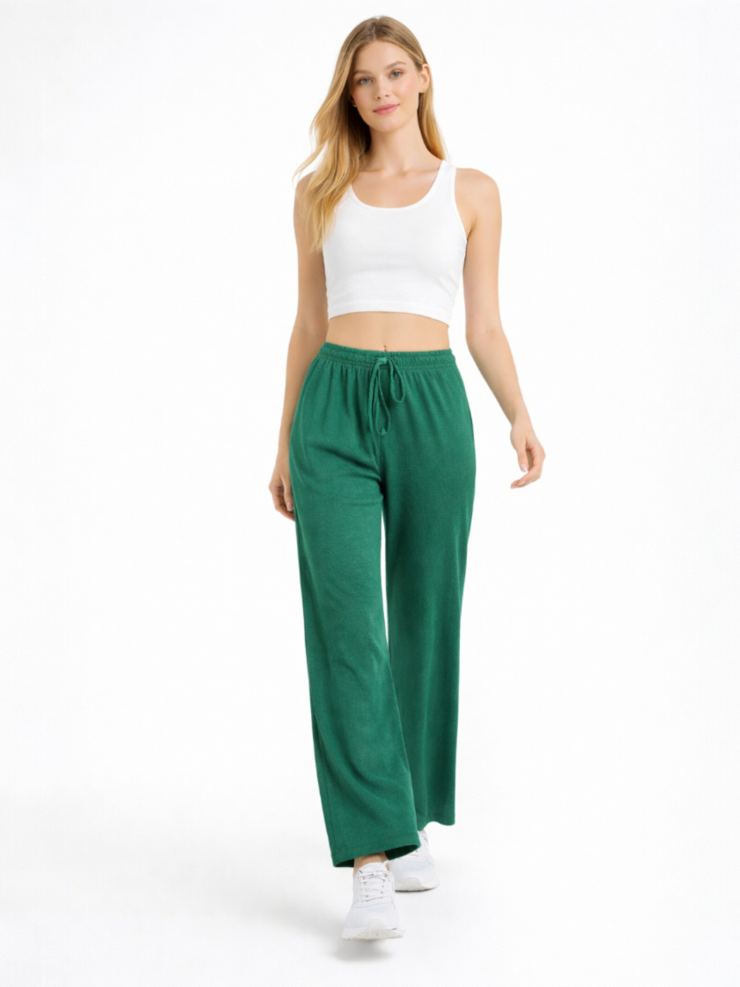 Wide leg Pantaloni 'FLORYN – Palazzohose Crinkle' di fashionshowcase in verde