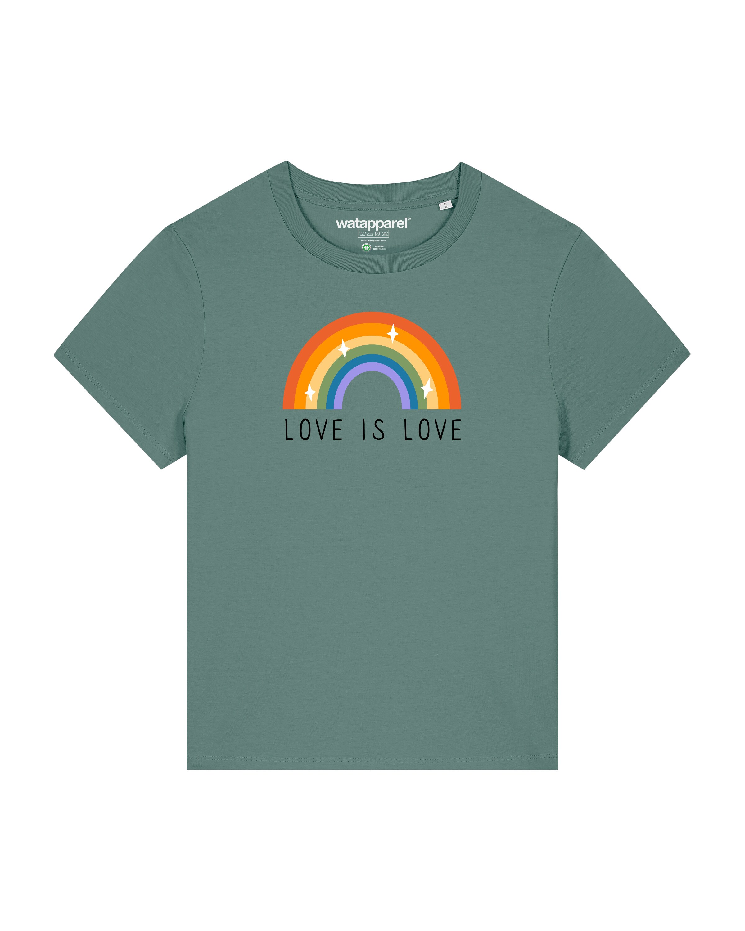 Maglietta 'Love is Love' di Watapparel in verde: frontale