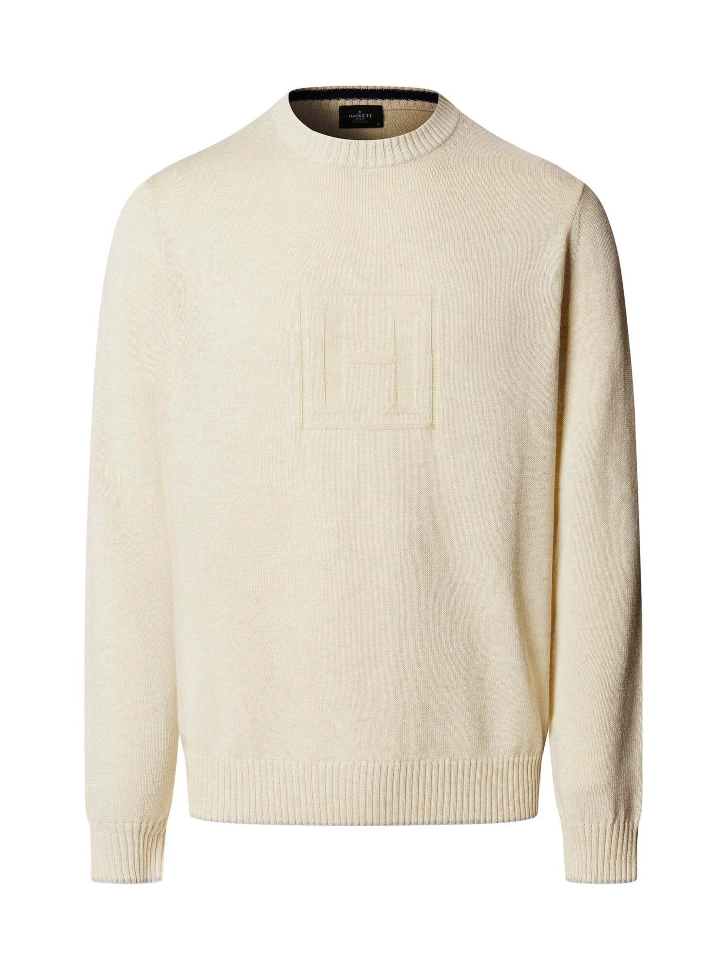 Hackett London Trui ' HERITAGE H CREW ' in Wit: voorkant