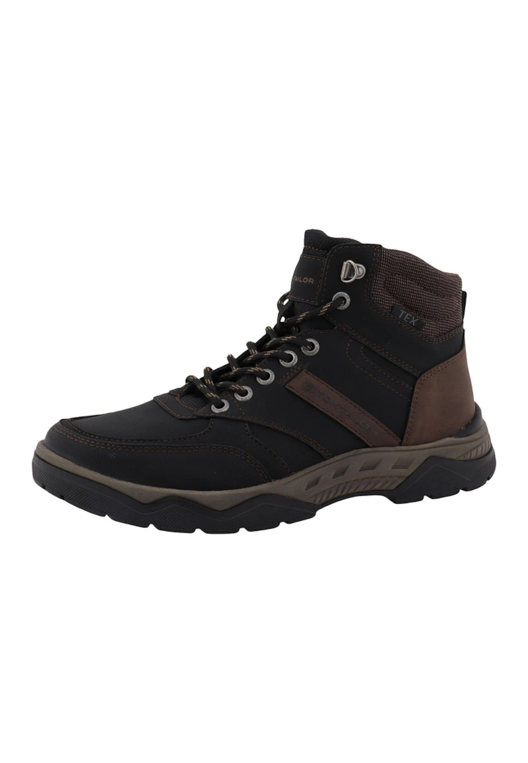 TOM TAILOR - Botas com atacadores em preto: frente