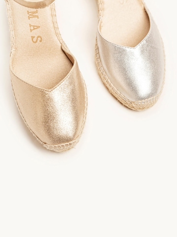 Alhamas Sandal 'Alpargata Cuña 7 cm' in Silver