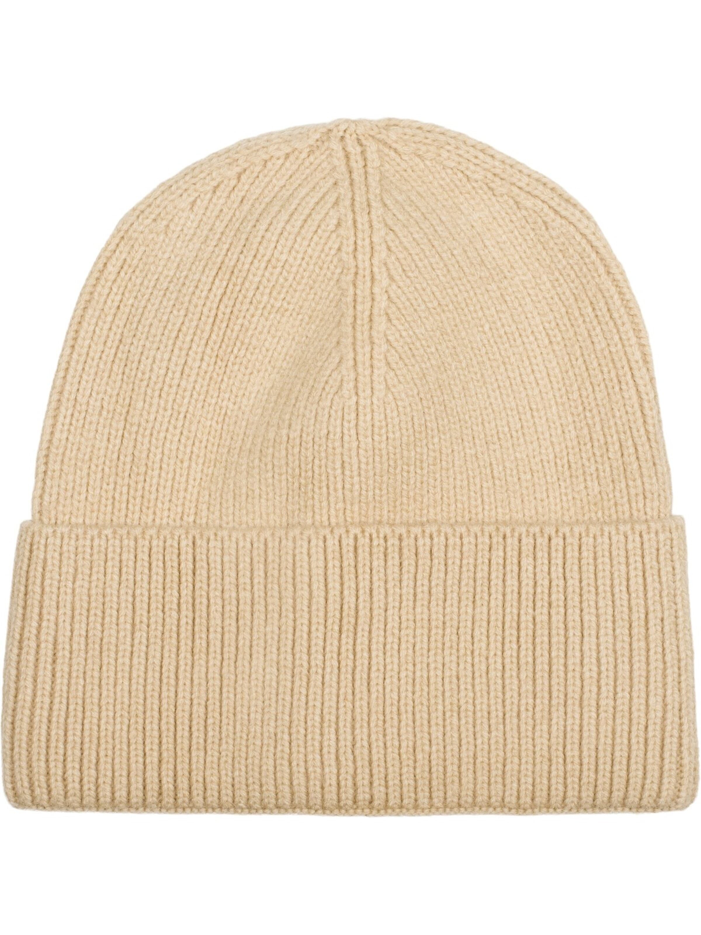 styleBREAKER Mütze 'Strickmütze mit Rippenmuster'‌‌‌‌‌ in Beige: Vorderseite