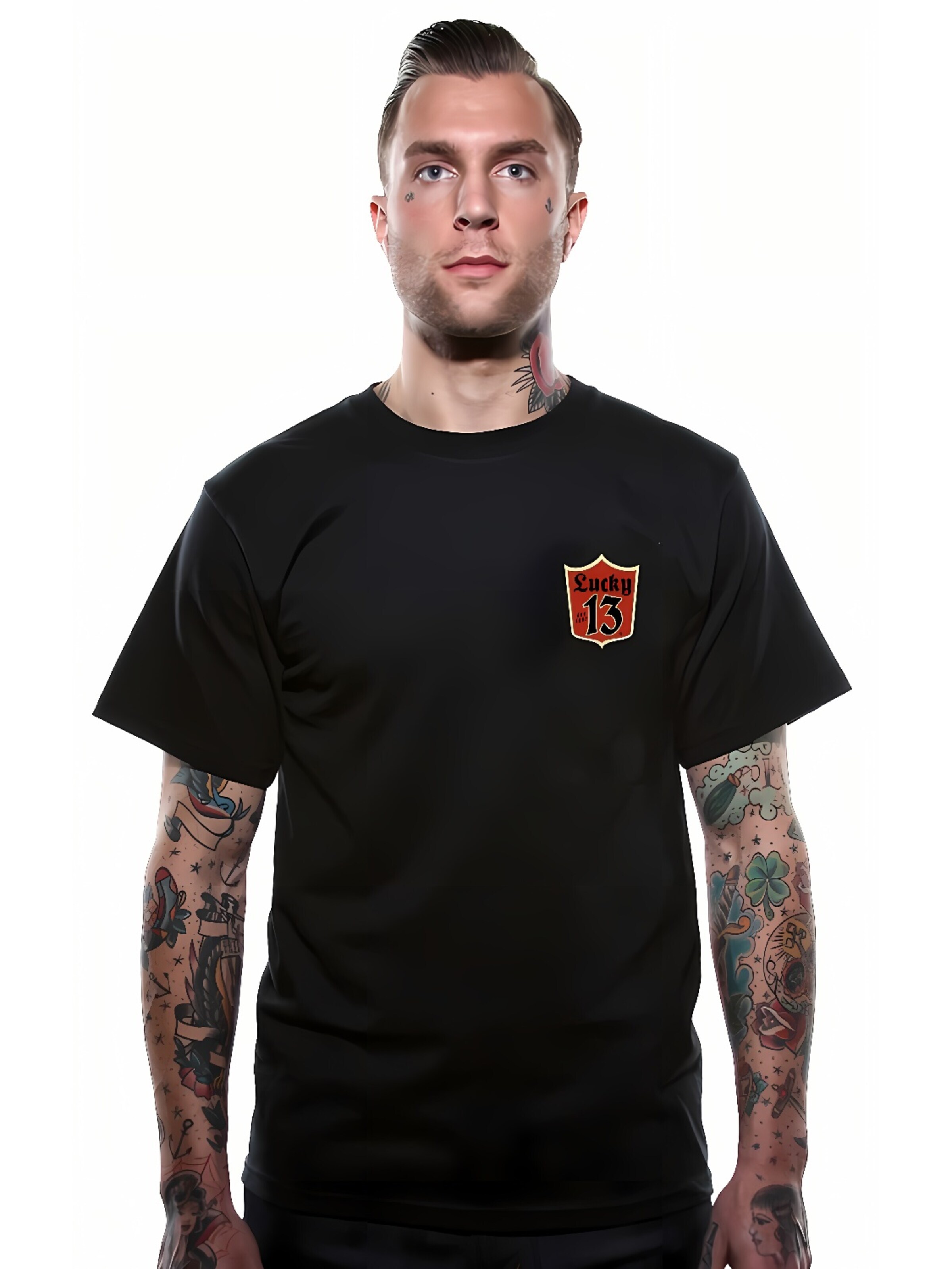 Lucky 13 Shirt‌‌‌‌ in Schwarz: Vorderseite