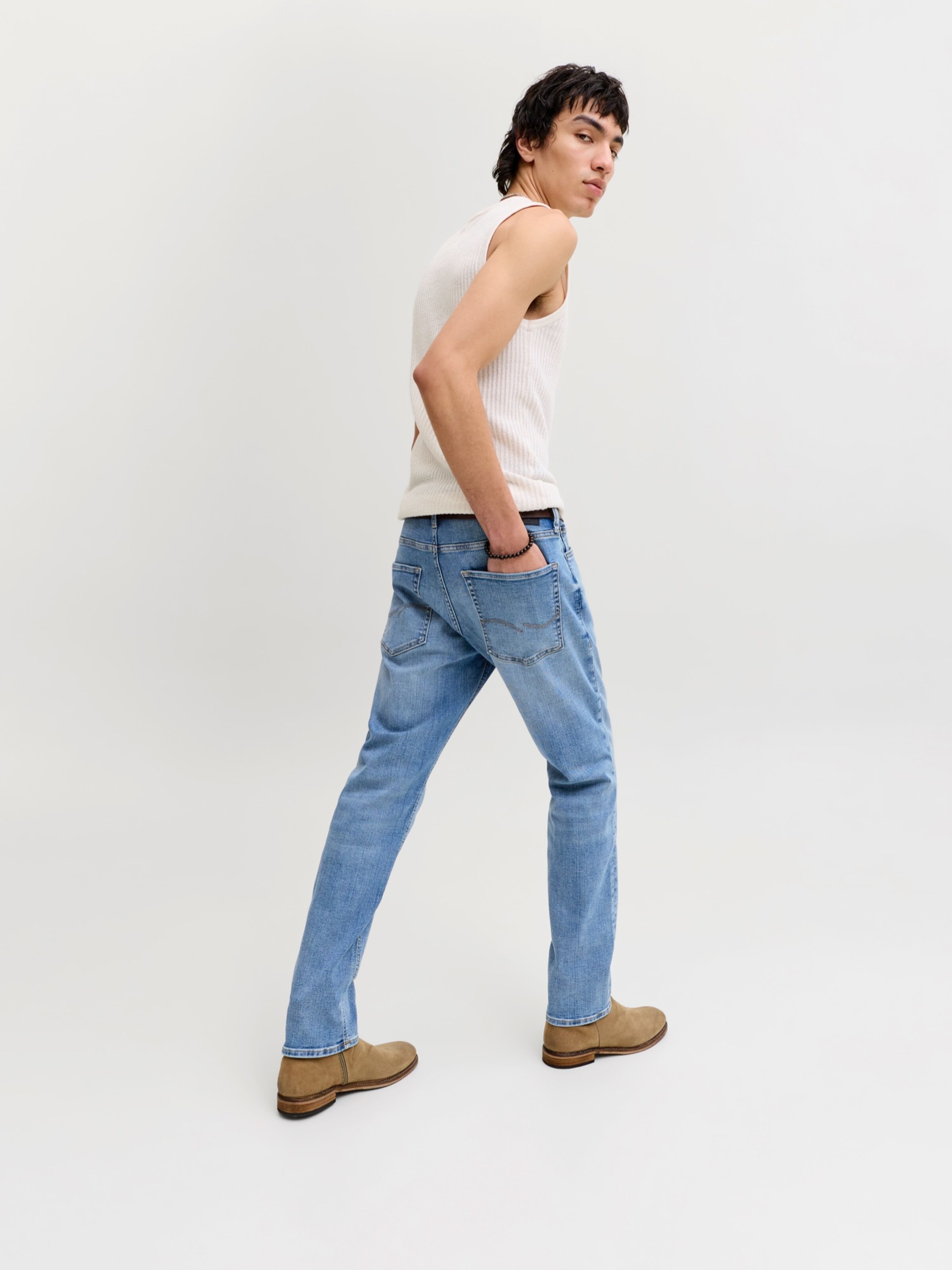 JACK & JONES Tapered Jeans 'JJIMike JJOriginal' in Blue Denim