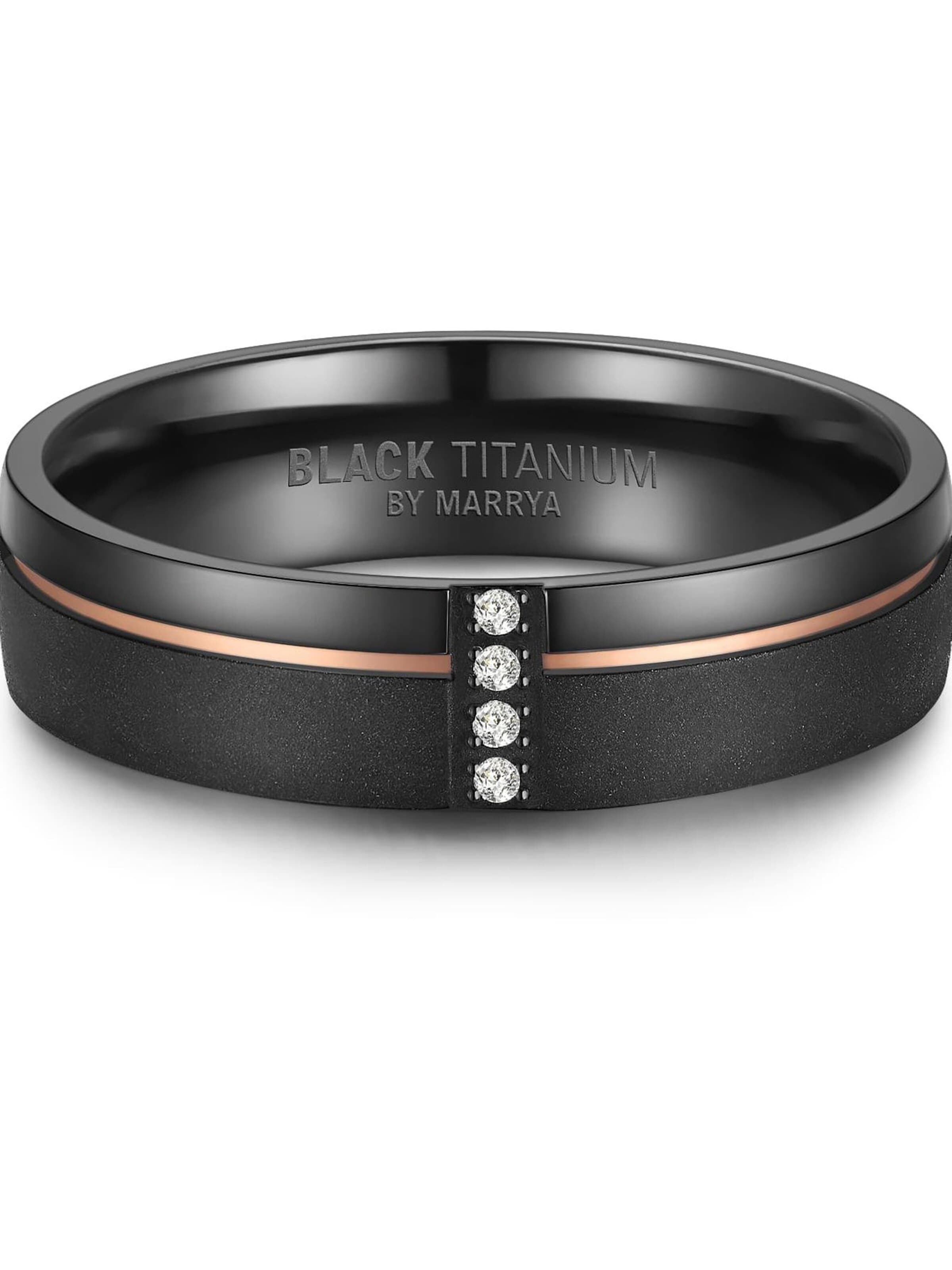 Anello 'MARRYA Ehering BT-04 aus Black Titanium – Schwarz Rosé' di MARRYA in nero