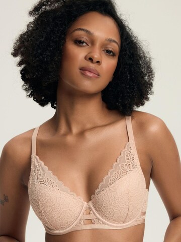 Push-up Reggiseno 'Push-up-BH Hint, florale Spitze, herausnehmbare Polster 80B' di Henderson in beige